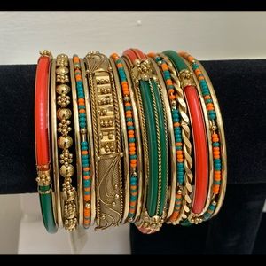 Amrita Singh Orange and green Monte Carlo 18pc bangle set